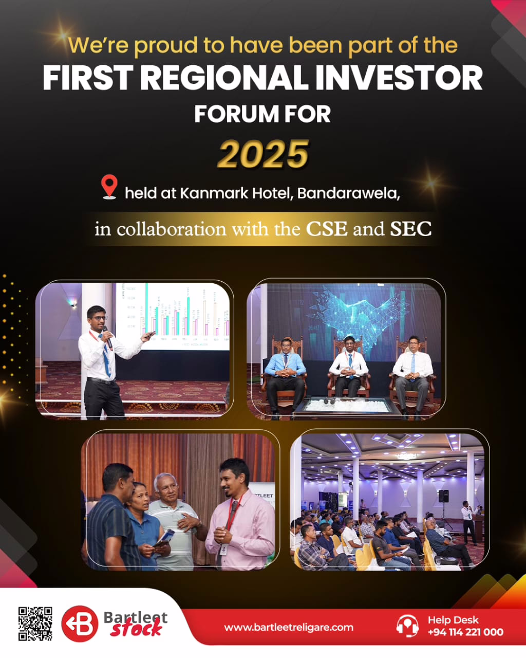 We’re proud to have been part of the first Regional Investor Forum for 2025 held at Kanmark Hotel, Bandarawela, in collaboration with the CSE and SEC.